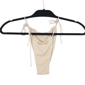 Riot Swim Bixi Bikini Bottom Coconut Beige Tan Side Tie Medium NEW
